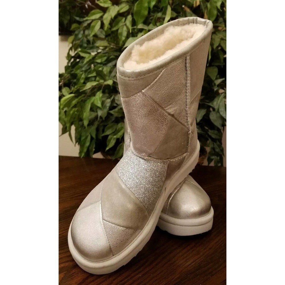 Ugg Womens Classic Patchwork Glitter Silver Spark… - image 6